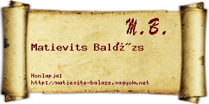 Matievits Balázs névjegykártya